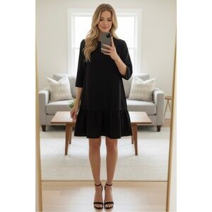 NEW Le La Lo Black Drop Waist Dress Ruffle Hem Holiday Party Medium